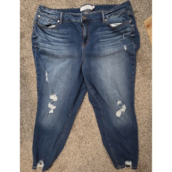 TORRID Denim - Torrid Jeans Womens 22 Blue Cropped Distressed Stretch Comfort Classic Denim